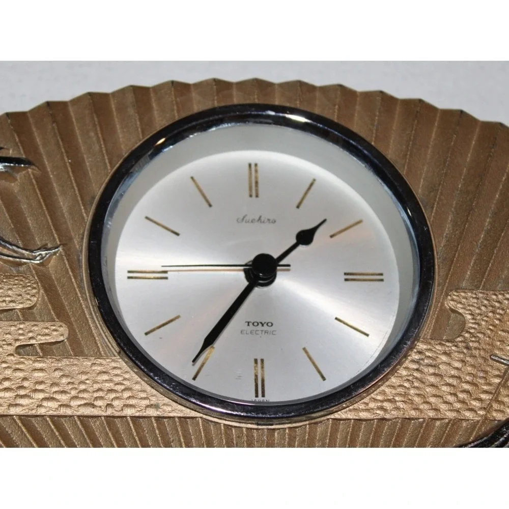 VTG Toyo Electric fan shaped wall clock Made in Japan MCM tassels cranes *READ*